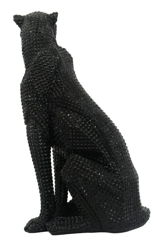 Sitting Studded Black Leopard