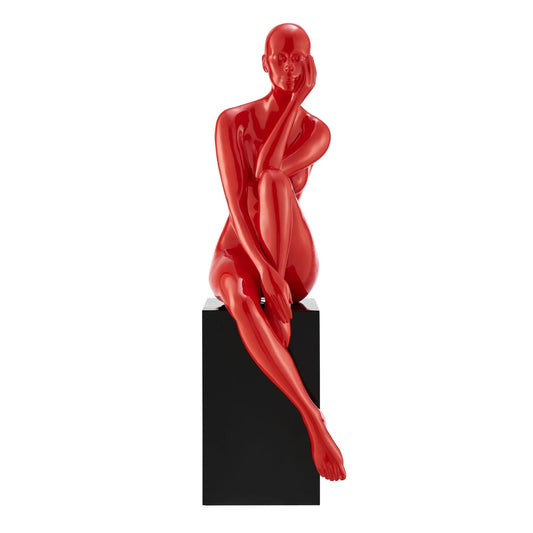 ESCULTURA DE MUÑECA ANTOINETTE CON BASE NEGRA // ROJO BRILLANTE