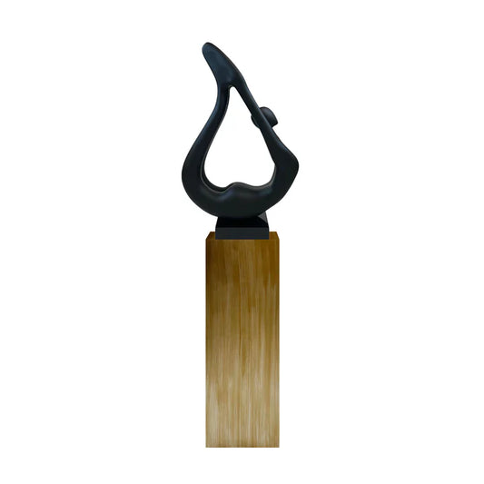 FLAME FLOOR SCULPTURE WHITE OR BLACK WITH GRAY, BRONZE ,WOOD,BLACK OR WHITE BASE STAND, 65" TALL