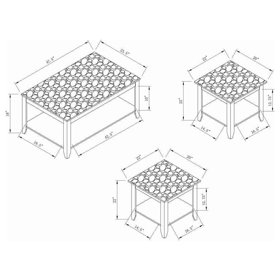 MESA DE CENTRO CONJUNTO DE 3 PIEZAS