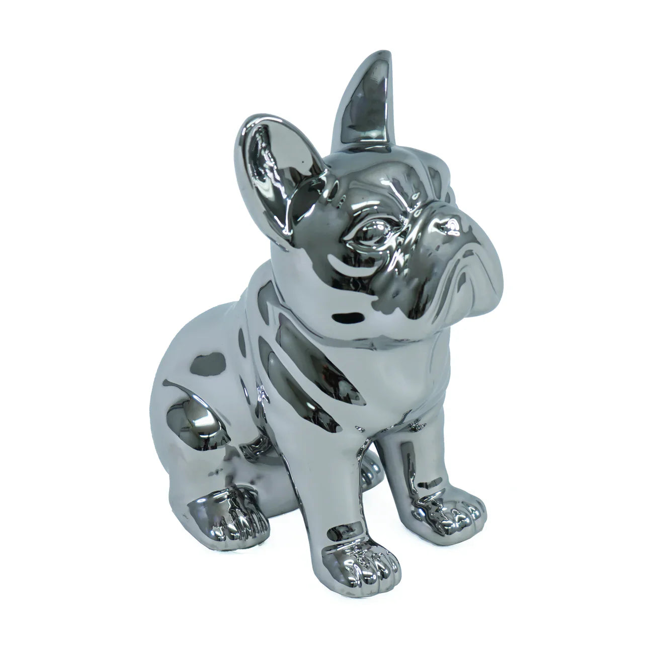 Escultura de bulldog de cerámica