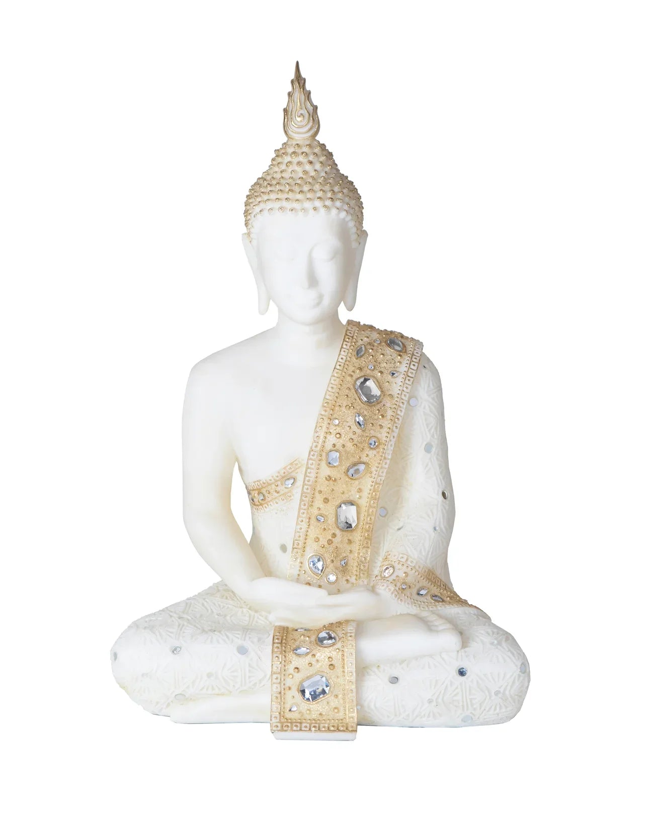 Buda sentado blanco/dorado