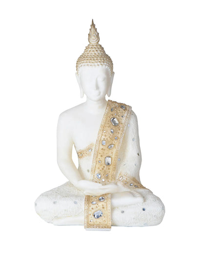 Buda sentado blanco/dorado