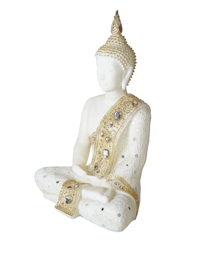 Buda sentado blanco/dorado