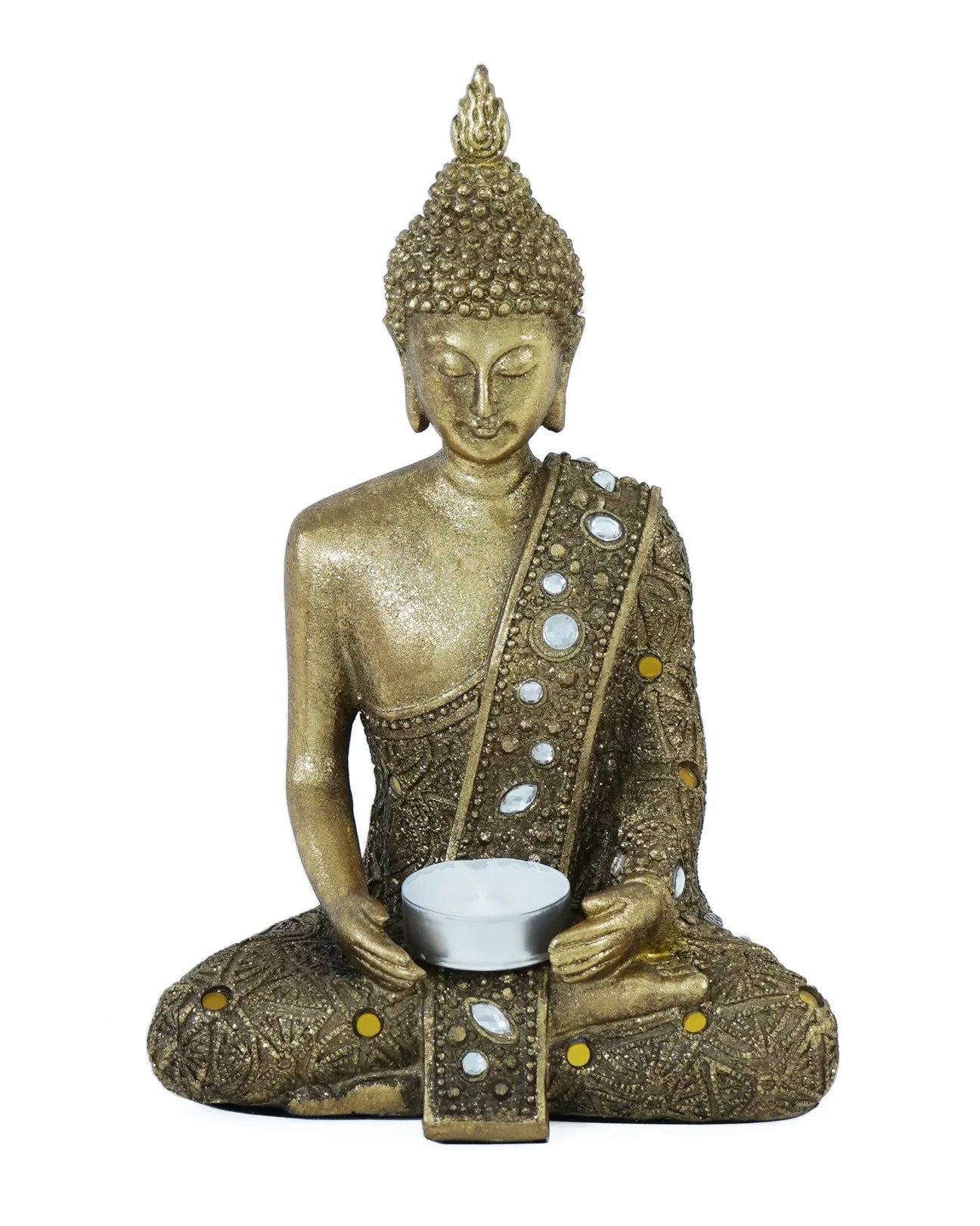 Buda sentado dorado de 10"