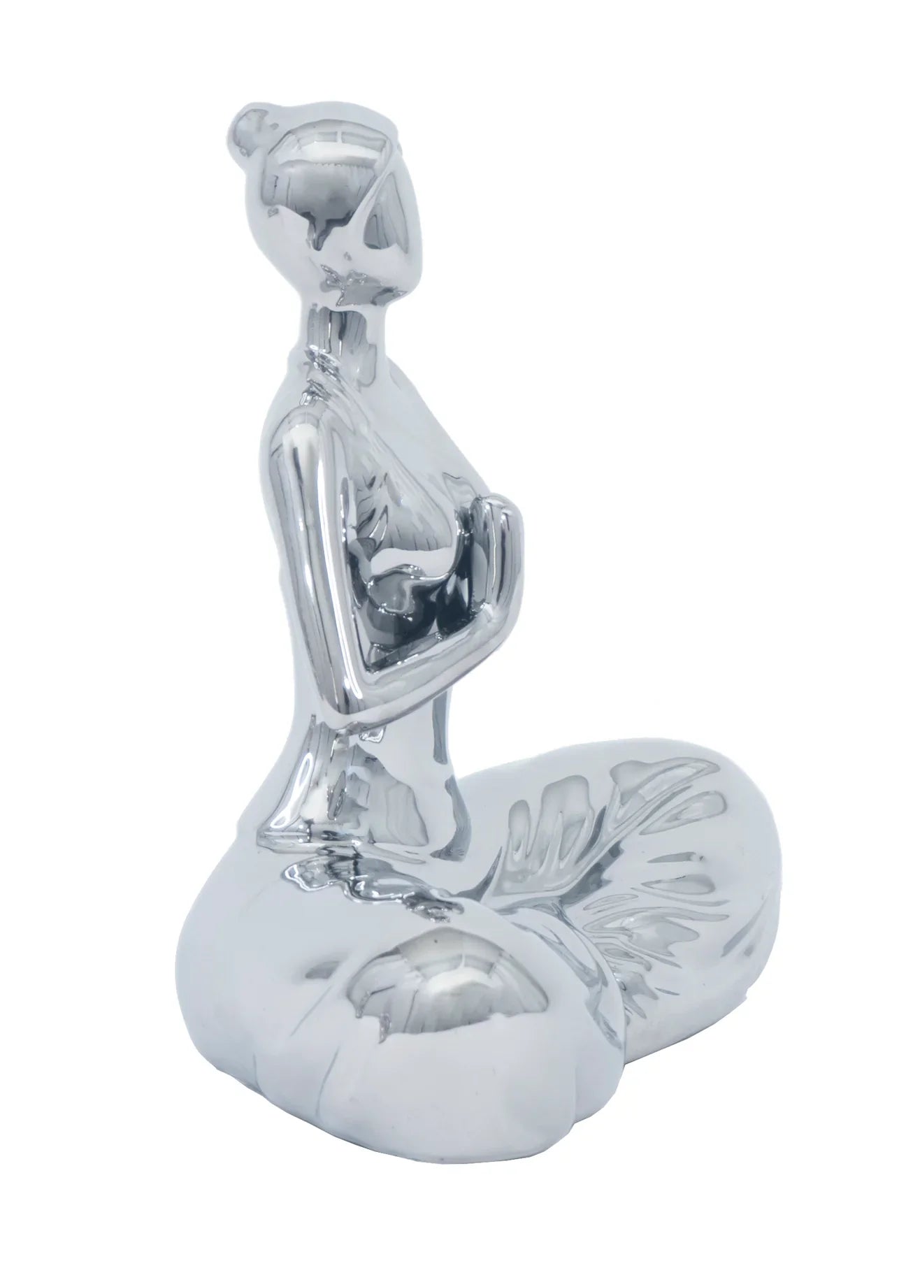 Escultura de Cerámica de Mujer Meditando de 2 Piezas