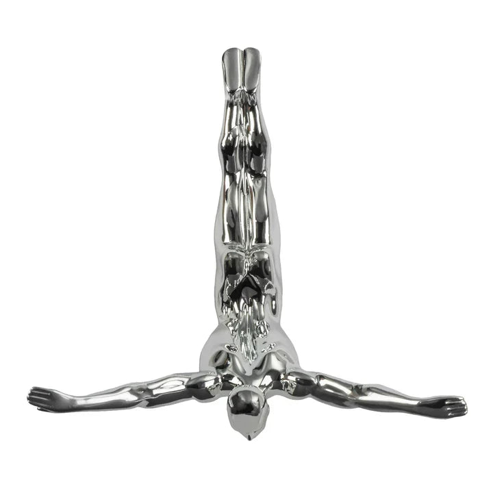 ESCULTURA DECORATIVA DE PARED BUZO // 28 CM CROMADA