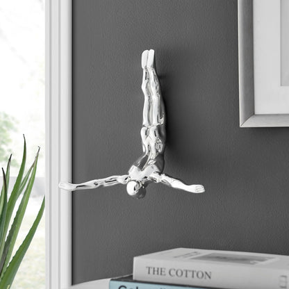 ESCULTURA DECORATIVA DE PARED BUZO // 28 CM CROMADA
