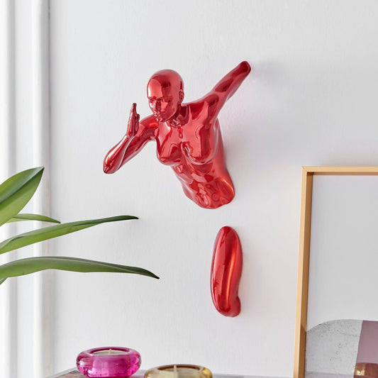 METALLIC RED RUNNER 13" WOMAN SCULPTURE