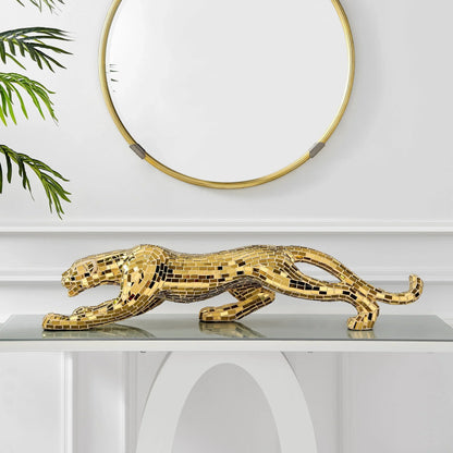 MOSAIC GOLD PANTHER SCULPTURE