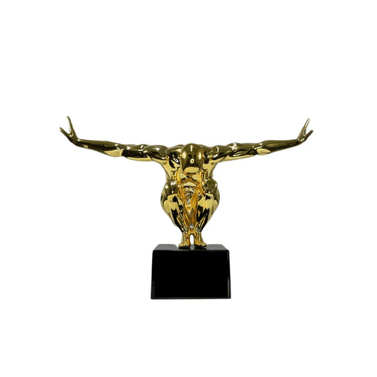 SMALL SALUTING MAN RESIN SCULPTURE 17" WIDE X 10.5" TALL // GOLD OR RED