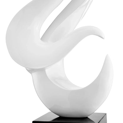 ESCULTURA DE SUELO LLAMA BLANCA CON BASE NEGRA, 65" DE ALTO