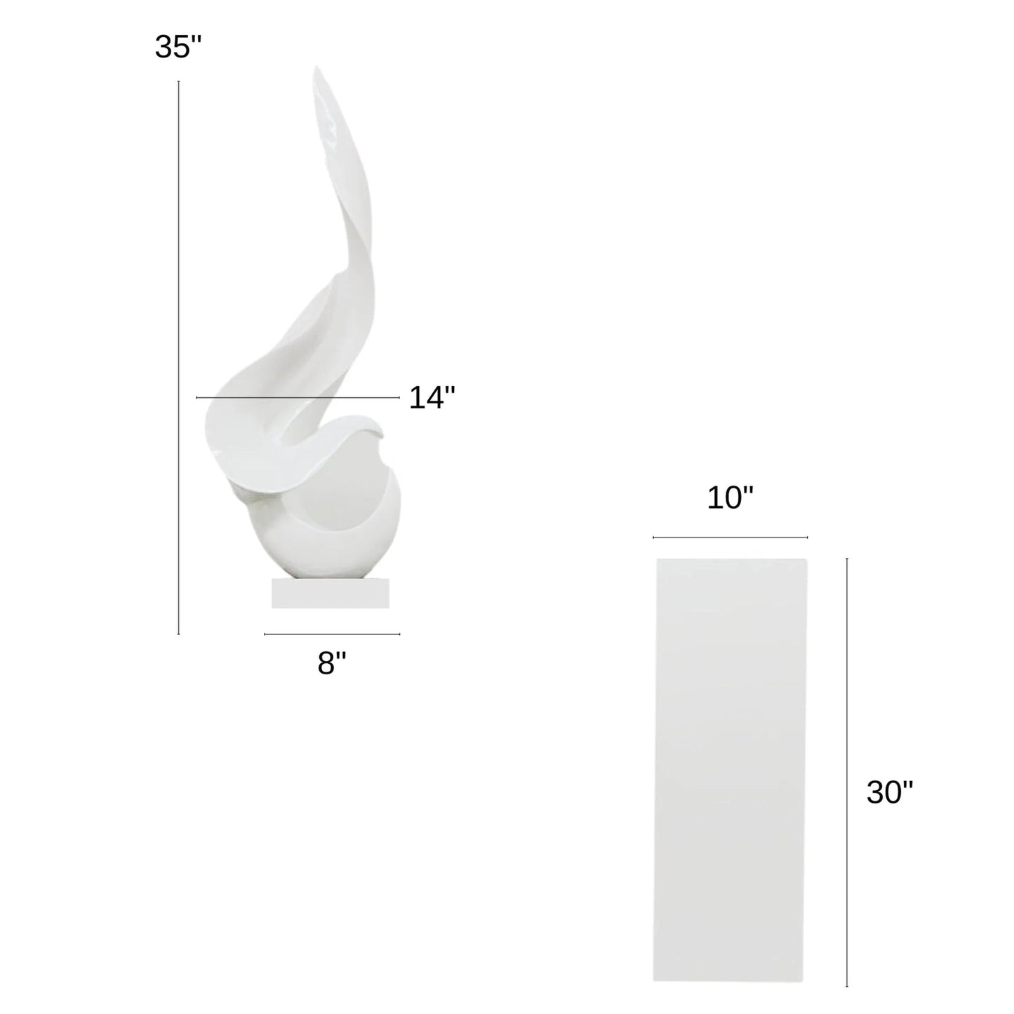 ESCULTURA DE SUELO LLAMA BLANCA CON BASE NEGRA, 65" DE ALTO