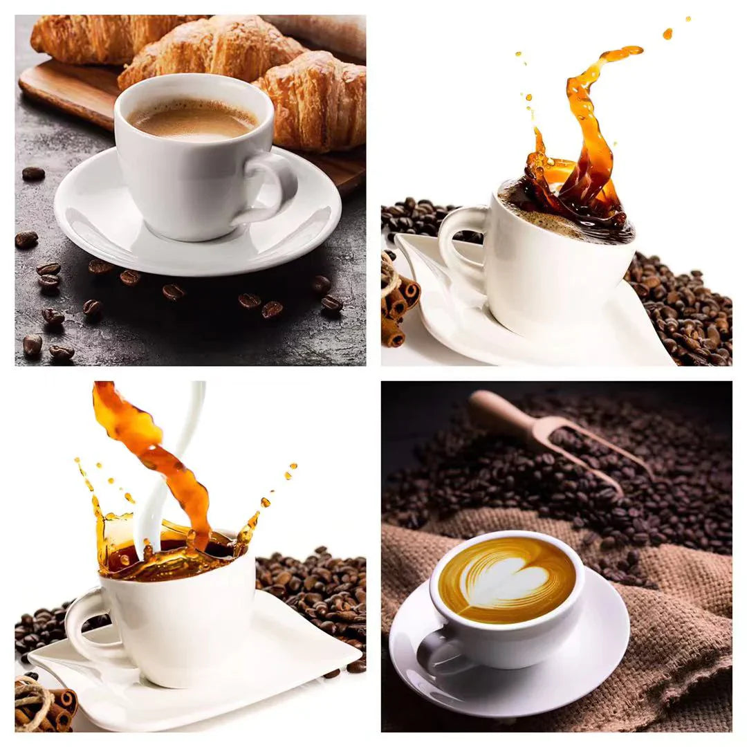 Juego de 4 piezas de arte de pared de cristal con café