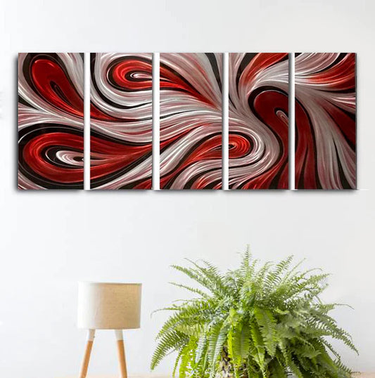 LB-433-ROJO Set de arte de 5 piezas de metal rojo y plateado - Aluminio