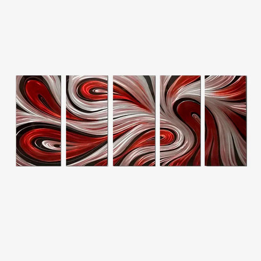 LB-433-ROJO Set de arte de 5 piezas de metal rojo y plateado - Aluminio