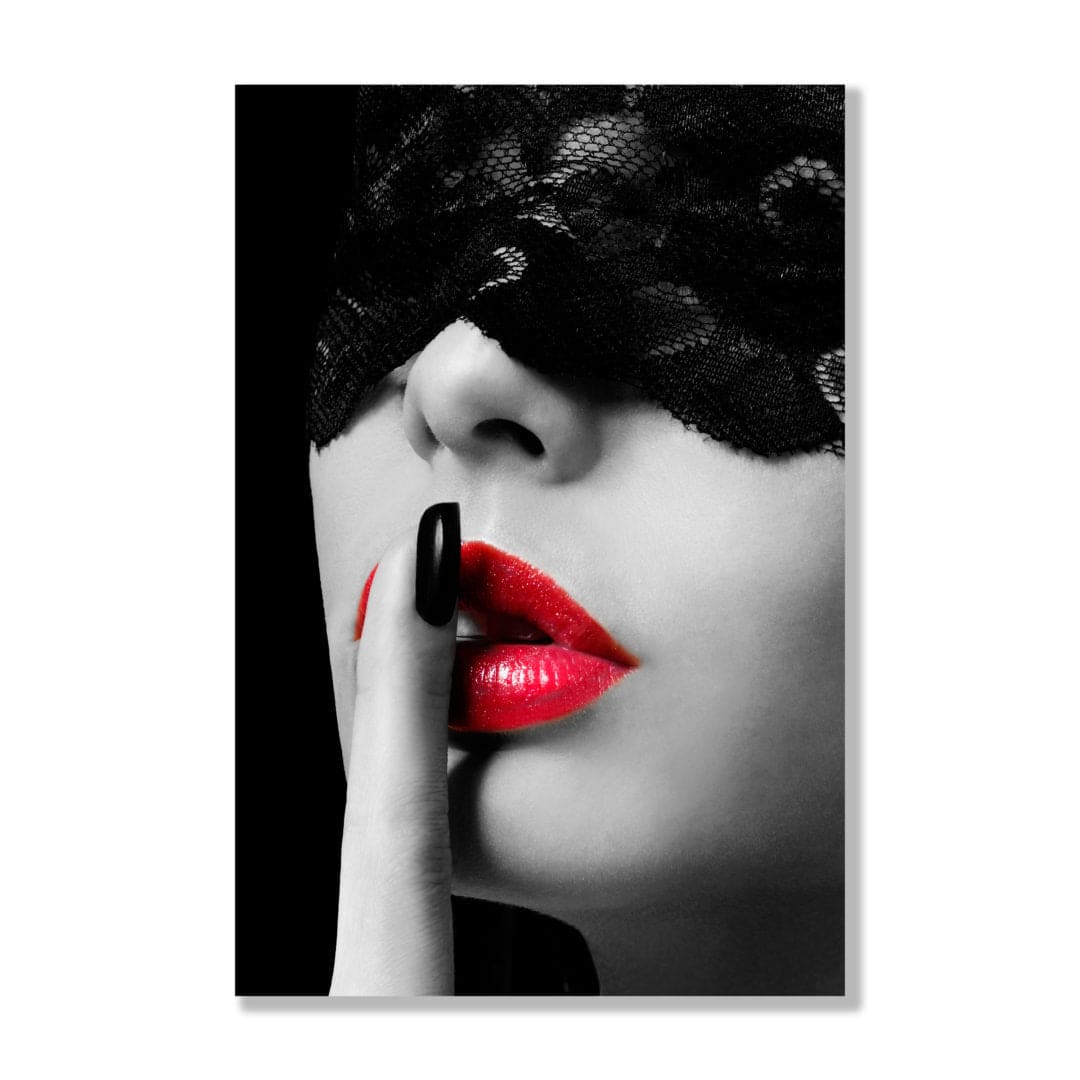 Arte de vidrio con labios rojos